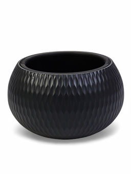 Кашпо для цветов Жемчужина, 7 л, d=36 см, h=22 см, пластик, со вставкой, цвет графитовый