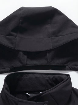 Ветровка женская софтшелл виндстоппер с капюшоном спортивная черного цвета 9616_1Ch