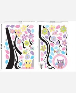 Наклейка интерьерная винил 160*160 см Совы на разноцветном дереве. 904652 - Yiwu youda import & export co фото 2