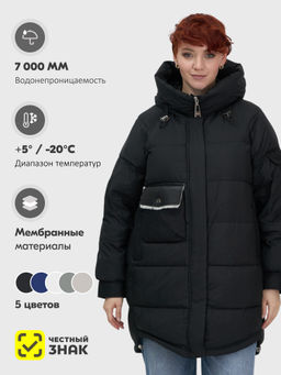 Куртка зимняя женская с капюшоном модная черного цвета 7341Ch - Visdeer фото 18