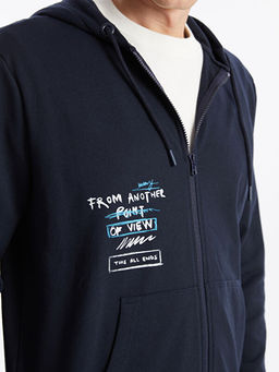 Kap??onlu Uzun Kollu Erkek Fermuarl? Sweatshirt