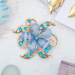 Брошь «Цветок» незабудка, цвет голубой в золоте