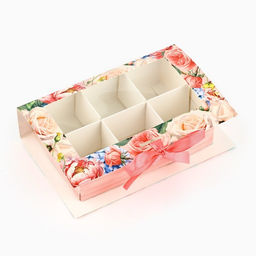Цена за 5 шт. Коробка под 6 конфет с ячейками «Подарок» 14.8 х 9.5 х 3.5 см