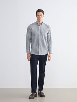 Slim Fit Uzun Kollu ?izgili Erkek G?mlek