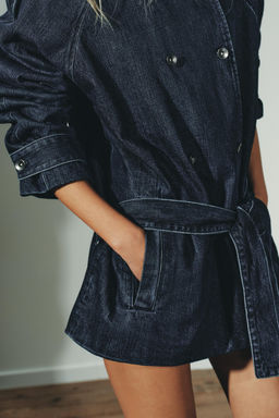 MIDI DENIM TRENCH COAT WITH BELT - Zara фото 6
