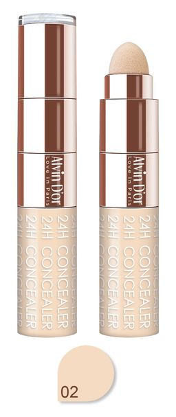Alvin Dor CF-2 Консилер жидкий+спонж тон 02, 24H Full cover concealer 6мл