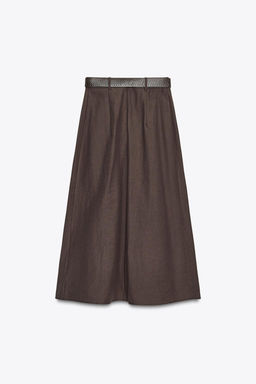 BELTED MIDI A-LINE SKIRT - Zara фото 9