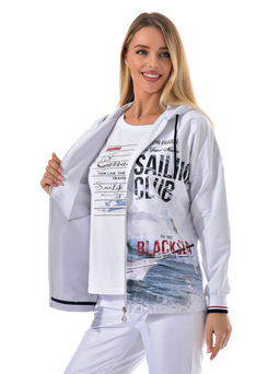 Толстовка из футера комбинированного с принтованной плащевой тканью - А+б коллекция фото 112