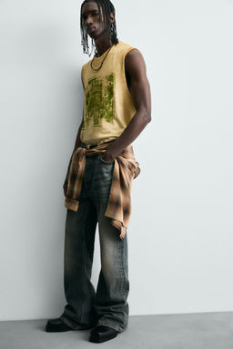 WASHED PRINTED KNIT TANK TOP - Zara фото 5