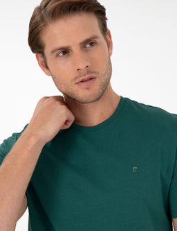 Koyu Ye_il %100 Pamuk Slim Fit Bisiklet Yaka Basic Ti__rt - Pierre cardin фото 2