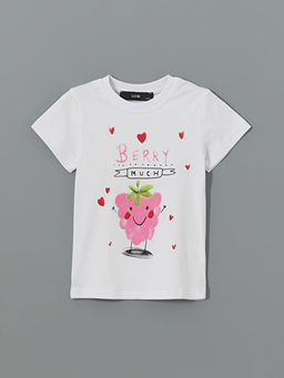 Bisiklet Yaka Bask?l? K?z ?ocuk Ti??rt 2li - Waikiki фото 2