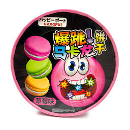 Печенье-сэндвич макарон с клубничным вкусом и взрывной карамелью Gang-fu, Китай, 80 г ведро