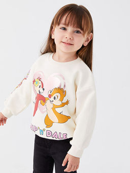 Bisiklet Yaka Chipn Dale Bask?l? Uzun Kollu K?z Bebek Sweatshirt - Waikiki фото 2