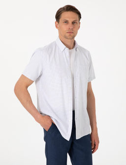 Lacivert Kareli Regular Fit K_sa Kollu G_mlek - Pierre cardin фото 3