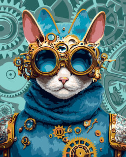 ФРЕЯ PNB/PLPT-173 Набор для раскрашивания по номерам ( с поталью ) 50 х 40 см Кот в стиле стимпанк