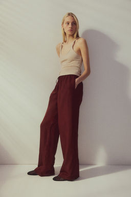 Pantalon sin cierre en mezcla de lino