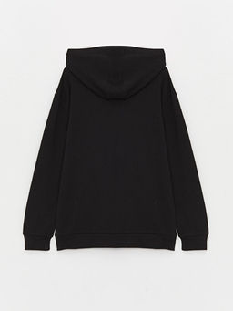 Kap??onlu Bask?l? Uzun Kollu Erkek ?ocuk Fermuarl? Sweatshirt - Waikiki фото 3