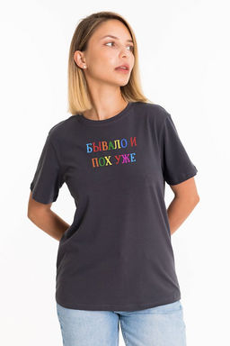 Футболка с принтом М326076Пс серый