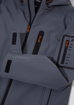 Kapusonlu Gri Ceket - Mavi фото 9