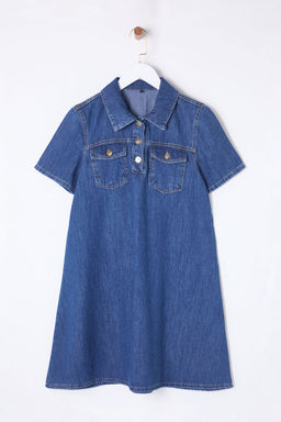 TRENDYOLMILLA Mavi Cep Detayl? Loose Mini Denim Gomlek Elbise TWOSS25EL00008 фото 6