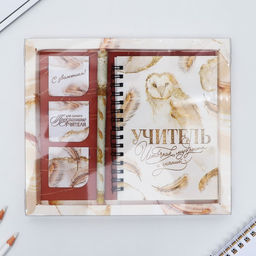 Подарочный набор, блокнот А6, 60 л., магнитные закладки, ручка «Учитель»