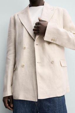 BLAZER CRUZADA 100% LINO / Beige claro - Zara фото 6
