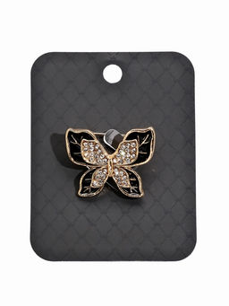 Брошь «Бабочка», маленькая, чёрная в золоте