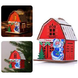 Новогоднее украшение "Домик со светом. Дедушка Мороз" в пакете