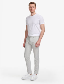 Gri Slim Fit Gofre Yazl_k Kanvas Pantolon