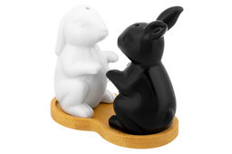 Набор д/специй 2 пр. 10,5*5,8*9,8 см "Кролики" на дер. подставке