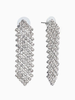 Набор 2 пред-а: серьги, колье со стразами "Лёд" дорожки, d=13,5см, цвет белый в серебре