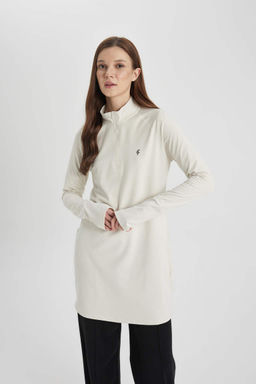 DeFactoFit Длинная футболка с воротником-стойкой и длинными рукавами для спортсменов  фото 3