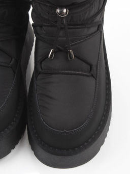 04-WF029-2M BLACK Ботинки зимние женские (натуральная кожа, курточная ткань, 100% шерсть)