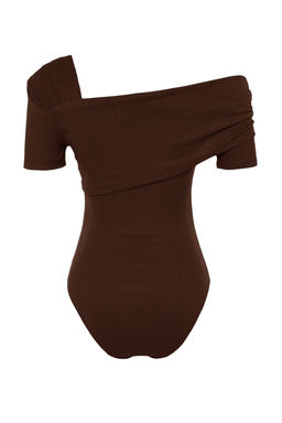 TRENDYOLMILLA Siyah Asimetrik Yakal? Fitted/Vucuda Oturan C?tc?tl? Orme Body TWOSS23BD00060 фото 9