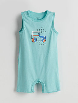 Bask?l? Erkek Bebek Penye Tulum