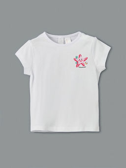 Bisiklet Yaka Bask?l? K?z Bebek Ti??rt ve ?ort 2li