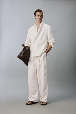 PANTAL?N RELAXED FIT TRAJE VISCOSA - LINO / Blanco