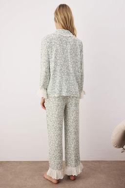 Yesil-Cok Renkli Cicekli Shally Dokuma Pijama Tak?m? THMAW26PT00185 - Trendyolmilla фото 4