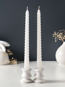 Цена за 2 шт. Свеча витая 25 см (набор 2 шт) 57 гр, 5 ч, цв. белый