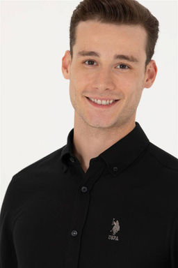 Мужская черная базовая рубашка с длинным рукавом Неожиданная скидка в корзине - U.s. polo assn фото 2