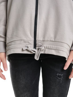 Толстовка на молнии с капюшоном 22-7640 серый - Mini maxi фото 13