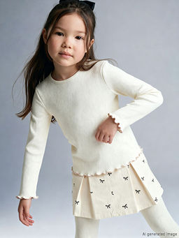 Bisiklet Yaka K?z ?ocuk Uzun Kollu Ti??rt