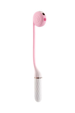 Вибратор с вакуумным стимулятором OTOUCH Lollipop Dual Stimulation, силикон, бело-розовый, 20 см