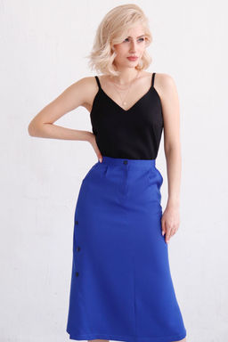 7964 Юбка со шлицами в цвете кобальт - Martichelli фото 2
