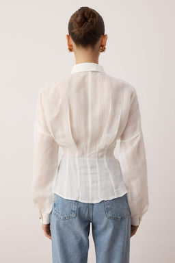 Siyah Gold Dugme Detayl? Bele Oturan Fitted Gomlek TWOAW26GO00104 - Trendyolmilla фото 8