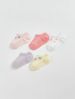 Bask?l? K?z Bebek Patik ?orap 5li