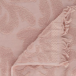 Полотенце махровое "Вензель" 90х180см, хлопок 100%, с бахромой, пудровый (Китай)