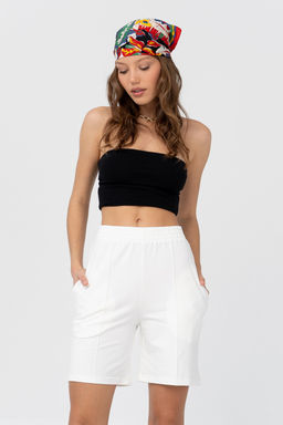 Шорты из хлопкового футера с высокой посадкой  Футер 2-х нитка - Solo mio фото 5