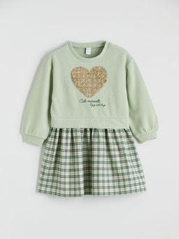 Kalp Desenli K?z ?ocuk F?rf?rl? Elbise