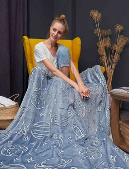 Покрывало-плед Планеты- светится в темноте! фланель-микрофибра 150*200 см. - Лен поволжья фото 3